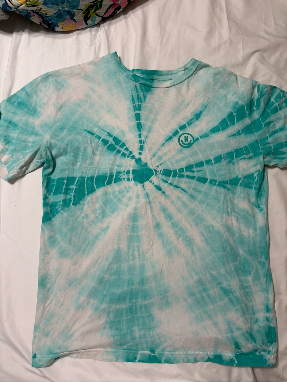 Neff Turquoise and White Tie-Dye Tee